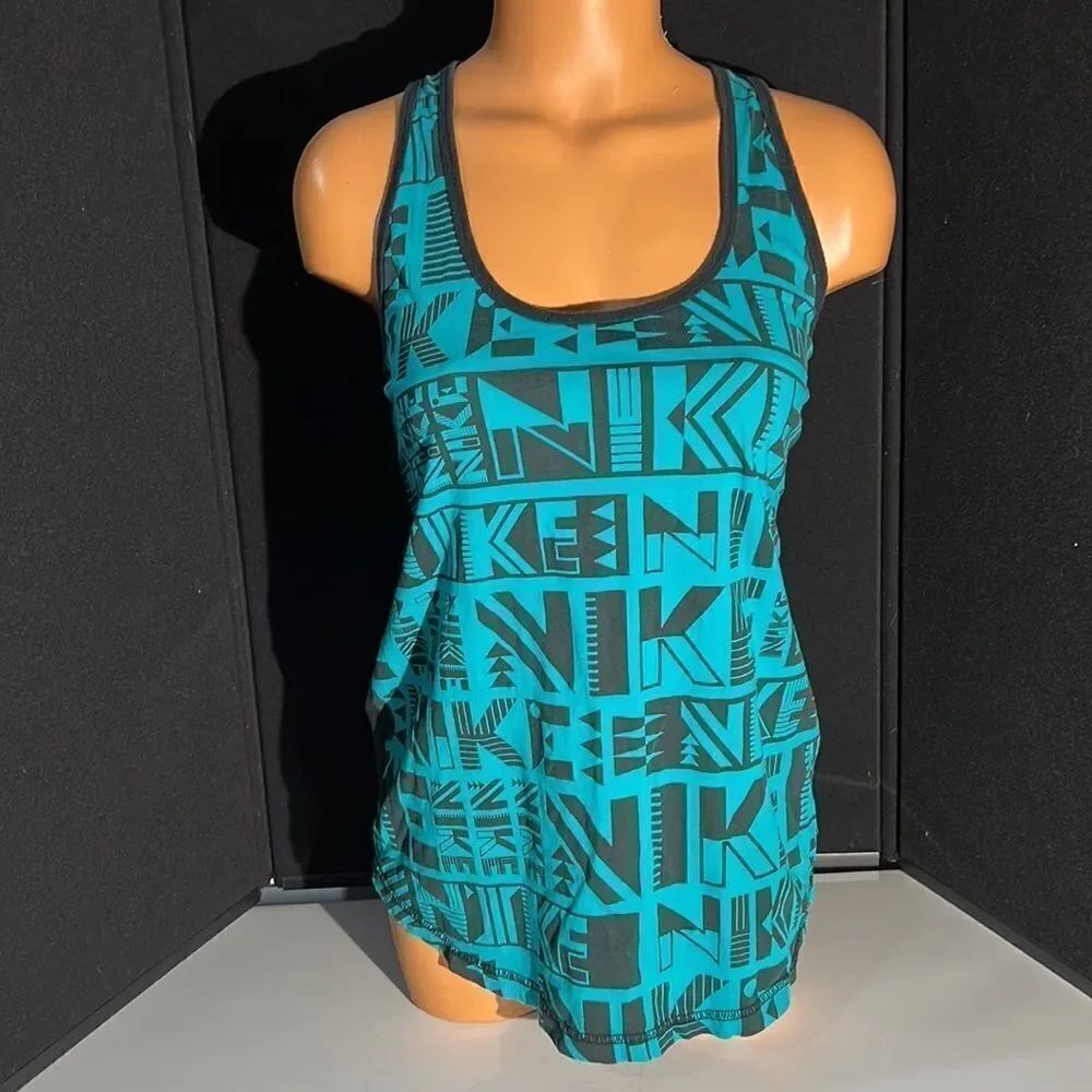Nike Teal & Black Loose Fit Workout Tank Top Size Small